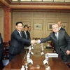 Phó Thủ tướng Vương Đình Huệ gặp, làm việc với Thứ trưởng Ngoại giao Hoa Kỳ John Sullivan. (Ảnh: TTXVN phát)