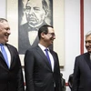 Tổng thống Mexico Andres Manuel Lopez Obrador (phải), Ngoại trưởng Mỹ Mike Pompeo (trái) và Bộ trưởng Tài chính Mỹ Secretary Steven Mnuchin (giữa) tại cuộc gặp ở Mexico City. (Nguồn: AFP/TTXVN)