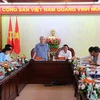 Thường trực Ban Bí thư Trần Quốc Vượng phát biểu chỉ đạo tại buổi làm việc. (Ảnh: Quang Huy/TTXVN)