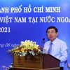 Ông Nguyễn Thành Phong, Chủ tịch UBND Thành phố Hồ Chí Minh, phát biểu tại buổi làm việc với các tân Trưởng cơ quan đại diện Việt Nam tại nước ngoài nhiệm kỳ 2018-2021. (Ảnh: Xuân Khu/TTXVN)
