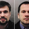 Chân dung hai nghi can người Nga Alexander Petrov (phải) và Ruslan Boshirov (trái) bị Anh cáo buộc có liên quan vụ đầu độc điệp viên hai mang Sergei Skripal và con gái tại Salisbury. (Nguồn: EPA/TTXVN)
