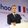 Tổng thống Pháp Emmanuel Macron phát biểu tại một sự kiện ở Pont-a-Mousson, Đông Bắc nước Pháp. (Nguồn: AFP/TTXVN)