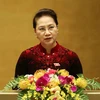 Chủ tịch Quốc hội Nguyễn Thị Kim Ngân phát biểu bế mạc Kỳ họp thứ sáu, Quốc hội khóa XIV. (Ảnh: Phương Hoa/TTXVN)