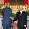 Tổng Bí thư, Chủ tịch nước Nguyễn Phú Trọng chủ trì Lễ đón chính thức Tổng thống Cộng hòa Ấn Độ Ram Nath Kovind và Phu nhân. (Ảnh: Trí Dũng/TTXVN)
