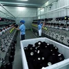 Sản xuất sợi tại Công ty TNHH Dệt nhuộm Jasan Việt Nam. (Ảnh: Phạm Kiên/TTXVN)