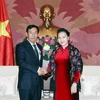 Chủ tịch Quốc hội Nguyễn Thị Kim Ngân tiếp Chủ tịch Đảng Đoàn kết và Phát triển Liên bang Myanmar U Than Htay đang ở thăm và làm việc tại Việt Nam. (Ảnh: Trọng Đức/TTXVN)