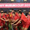 Sức mạnh đoàn kết của đội tuyển Việt Nam đã góp phần làm nên chiến thắng tại AFF Suzuki Cup 2018. (Ảnh: Trọng Đạt/TTXVN)