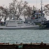 Tàu hải quân Ukraine bị bắt giữ tại cảng Kerch, Crimea, Nga. (Nguồn: AFP/TTXVN)