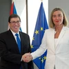 Đại diện cấp cao của EU về chính sách an ninh và đối ngoại Federica Mogherini (phải) và Ngoại trưởng Cuba Bruno Rodriguez. (Nguồn: THX/TTXVN)