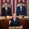 Tổng thống Mỹ Donald Trump (phía trước) đọc thông điệp liên bang tại Quốc hội ở Washington, DC ngày 30/1/2018. (Nguồn: AFP/TTXVN)