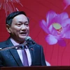 Đại sứ Việt Nam tại Lào Nguyễn Bá Hùng phát biểu tại Tết Cộng đồng. (Ảnh: Xuân Tú/TTXVN)