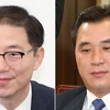 Thứ trưởng Bộ Thống nhất Hàn Quốc Chun Hae-sung (trái) và người đồng cấp Triều Tiên Hwang Chung-song. (Nguồn: Yonhap)
