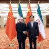 Ủy viên trưởng Ủy ban thường vụ Quốc hội Trung Quốc Lật Chiến Thư và Chủ tịch Quốc hội Iran Ali Larijani. (Nguồn: ICANA)