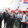 Lễ đón Tổng Bí thư, Chủ tịch nước Nguyễn Phú Trọng tại Sân bay Quốc tế Pochentong ở Thủ đô Phnom Penh. (Ảnh: Trí Dũng/TTXVN)