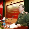 Đại tướng Tô Lâm, Ủy viên Bộ Chính trị, Bộ trưởng Bộ Công an phát biểu. (Ảnh: Doãn Tấn/TTXVN)