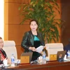 Chủ tịch Quốc hội Nguyễn Thị Kim Ngân phát biểu bế mạc Phiên họp thứ 32 của Ủy ban Thường vụ Quốc hội. (Ảnh: Trọng Đức/TTXVN)
