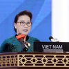 Chủ tịch Quốc hội Nguyễn Thị Kim Ngân phát biểu tại phiên thảo luận chung của IPU-140. (Ảnh: Trọng Đức/TTXVN)