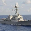Tàu khu trục USS Gravely của Hải quân Mỹ tham gia cuộc tập trận đa quốc gia tại vùng biển Caribe. (Nguồn: AFP/TTXVN)