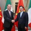 Phó Thủ tướng, Bộ trưởng Bộ Ngoại giao Phạm Bình Minh với Bộ trưởng Bộ Ngoại giao và Hợp tác quốc tế Italy Enzo Moavero Milanesi. (Ảnh: Lâm Khánh/TTXVN)