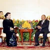 Chủ tịch Quốc hội Nguyễn Thị Kim Ngân hội kiến với Chủ tịch Quốc hội Campuchia Samdech Heng Samrin bên lề APPF-27. (Ảnh: Trọng Đức/TTXVN)