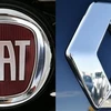 Biểu tượng của hãng sản xuất ôtô Fiat Chrysler (trái) và Renault (phải). (Nguồn: AFP/TTXVN)