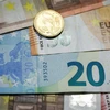 Đồng tiền xu và tiền giấy euro. (Ảnh: THX/TTXVN)