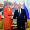 Tổng thống Vladimir Putin và Thủ tướng Anh Theresa May tại cuộc gặp năm 2017. (Nguồn: Getty Images)
