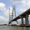 Cầu Vàm Cống có tổng mức đầu tư 271 triệu USD bằng nguồn vốn ODA của Hàn Quốc và vốn đối ứng của Chính phủ Việt Nam. (Ảnh: Huy Hùng/TTXVN)
