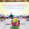 Chủ tịch Quốc hội Nguyễn Thị Kim Ngân phát biểu kết luận buổi làm việc. (Ảnh: Trọng Đức/TTXVN)
