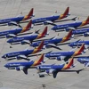 Các máy bay Boeing 737 Max của Hãng hàng không Southwest Airlines đỗ tại sân bay ở Victorville, bang California, Mỹ. (Ảnh: AFP/TTXVN)