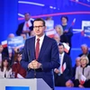 Thủ tướng Ba Lan Mateusz Morawiecki phát biểu tại Hội nghị của đảng Pháp luật và Công lý tại Chelm, miền Đông nước này. (Ảnh: PAP/TTXVN)