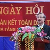 Thường trực Ban Bí thư Trần Quốc Vượng phát biểu tại Ngày hội Đại đoàn kết toàn dân tộc ở thôn Nà Tẳng, xã Lương Bằng, huyện Chợ Đồn, tỉnh Bắc Kạn. (Ảnh: Vũ Hoàng Giang/TTXVN)