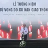 Phó Thủ tướng Thường trực Trương Hòa Bình phát biểu tại lễ tưởng niệm. (Ảnh: Thanh Vũ/TTXVN)