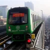 Một đoàn tàu của dự án đường sắt đô thị Hà Nội tuyến Cát Linh-Hà Đông. (Ảnh: Huy Hùng/TTXVN)