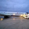 Chiếc máy bay của Delta Air Lines bị trượt khỏi đường băng. (Nguồn: Bloomberg)