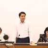 Chủ tịch Ủy ban nhân dân Thành phố Hà Nội Nguyễn Đức Chung phát biểu chỉ đạo cuộc họp. (Ảnh: Văn Điệp/TTXVN)