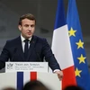 Tổng thống Pháp Emmanuel Macron phát biểu trước các tướng lĩnh quân đội tại một căn cứ không quân ở Orleans-Bricy. (Ảnh: AFP/TTXVN)