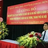 Chủ tịch UBND Thành phố Hà Nội Nguyễn Đức Chung công bố Quyết định đơn vị hành chính cấp phường mới Phạm Đình Hổ. (Ảnh: Phương Anh/TTXVN)