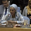 Đại diện Liên minh châu Phi Fatina Mohammed phát biểu tại một phiên thảo luận tại Hội đồng Bảo an Liên hợp quốc. (Ảnh: Khắc Hiếu/TTXVN)