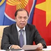 Thứ trưởng Bộ Ngoại giao Nguyễn Quốc Dũng,Tổng Thư ký Ủy ban ASEAN Quốc gia 2020, thông báo kết quả Hội nghị Hội đồng điều phối ASEAN (ACC-25) lần thứ 25. (Ảnh: Dương Giang/TTXVN)