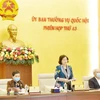 Chủ tịch Quốc hội Nguyễn Thị Kim Ngân phát biểu tại Phiên họp thứ 43 của Ủy ban Thường vụ Quốc hội. (Ảnh: Trọng Đức/TTXVN)
