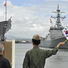 Tàu của hải quân Mỹ và Hàn Quốc tham gia cuộc tập trận Vành đai Thái Bình Dương (RIMPAC) ngày 7/7/2014. (Ảnh: AFP/TTXVN)