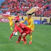 Dược Nam Hà Nam Định thất bại 0-2 trước câu lạc bộ bóng đá Hải Phòng. (Ảnh: Công Luật/TTXVN)