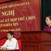 Phó Chủ tịch Thường trực Quốc hội Tòng Thị Phóng phát biểu tại hội nghị. (Ảnh: Nguyễn Cường/TTXVN)