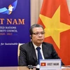Thứ trưởng Bộ Ngoại giao Đặng Minh Khôi tham dự cuộc họp. (Ảnh: TTXVN phát)