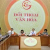 Bí thư Thành ủy Thành phố Hồ Chí Minh Nguyễn Thiện Nhân phát biểu tại buổi đối thoại. (Ảnh: Thanh Vũ /TTXVN)