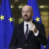 Chủ tịch Hội đồng châu Âu Charles Michel phát biểu tại một cuộc họp báo ở Brussels, Bỉ. (Ảnh: AFP/TTXVN)