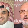 Nhà báo Jamal Khashoggi (phải) và cố vấn hàng đầu của Thái tử Saudi Arabia, Saud al-Qahtani (trái). (Ảnh: The Sun/TTXVN)
