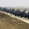 Trực thăng Apache của quân đội Mỹ tại căn cứ không quân Ein Al-Assad ở miền Tây Iraq. (Ảnh: USAF/TTXVN)