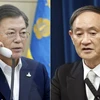 Thủ tướng Nhật Bản Yoshihide Suga (phải) và Tổng thống Hàn Quốc Moon Jae-in. (Nguồn: Yonhap)